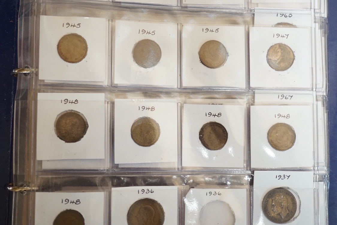 Three albums of George V to Queen Elizabeth II pre decimal coins an album of post war Commonwealth and World coins, other coin sets, commemorative crowns etc (1 box)